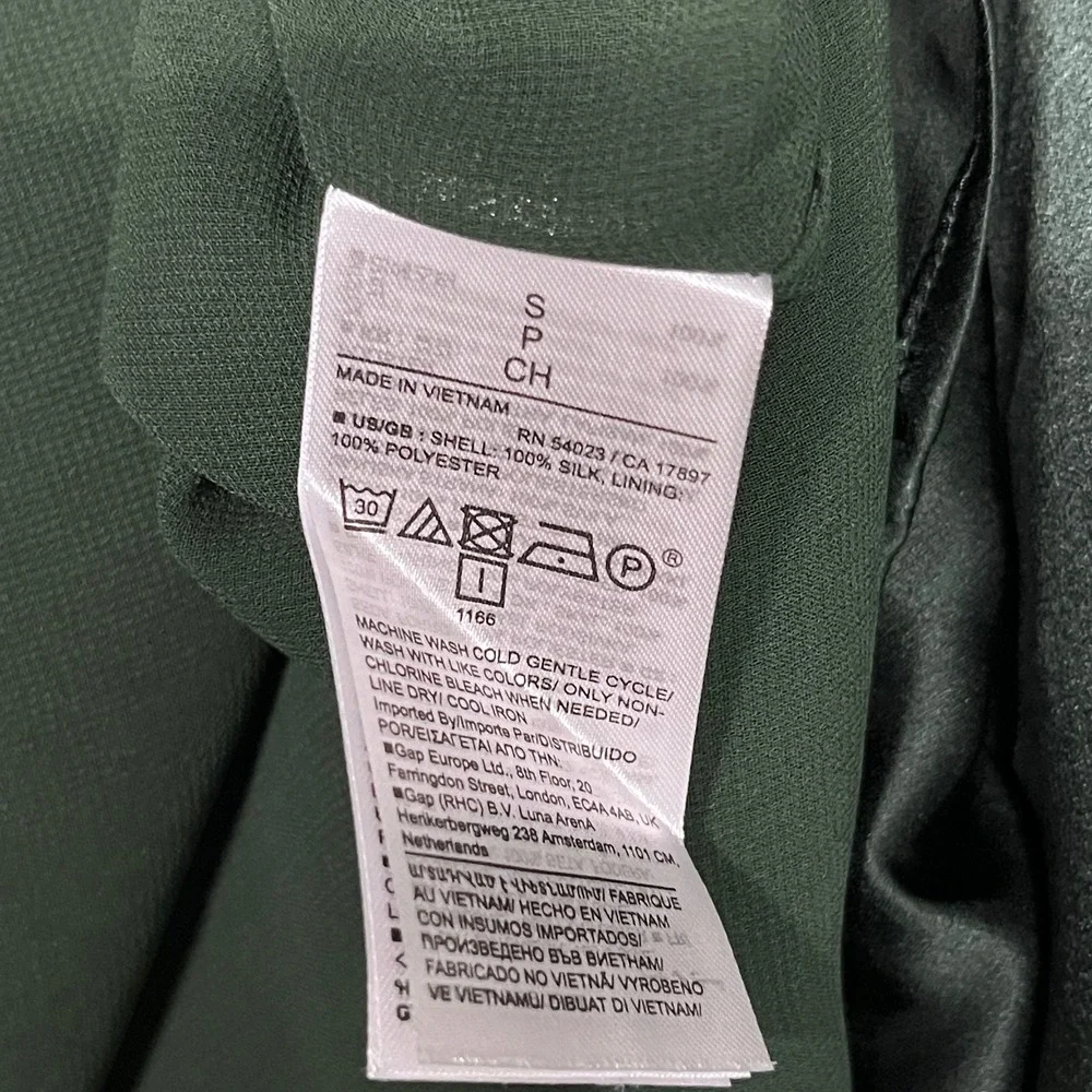 Banana Republic Dress Small Green 100% Silk Abril Satin Mini Long Sleeve 3846 - Picture 5 of 7